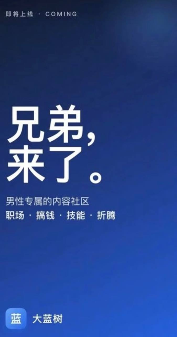 大蓝树：一个面向男性的社媒 App，对标小红书，打造男性权利社区。 集帅们 走起来 ？（图片 2/2）